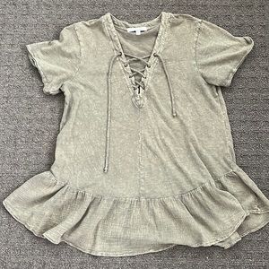 Green tie up blouse!